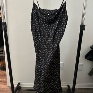 Floral Black Slip Dress